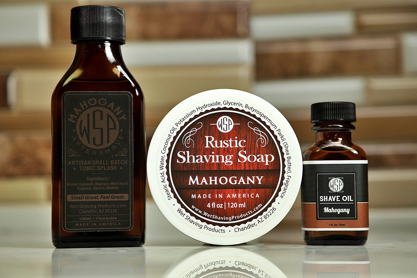 WSP Kit: Fragrance = Pre Shave, Soap, & Aftershave Rustic / Mahogany