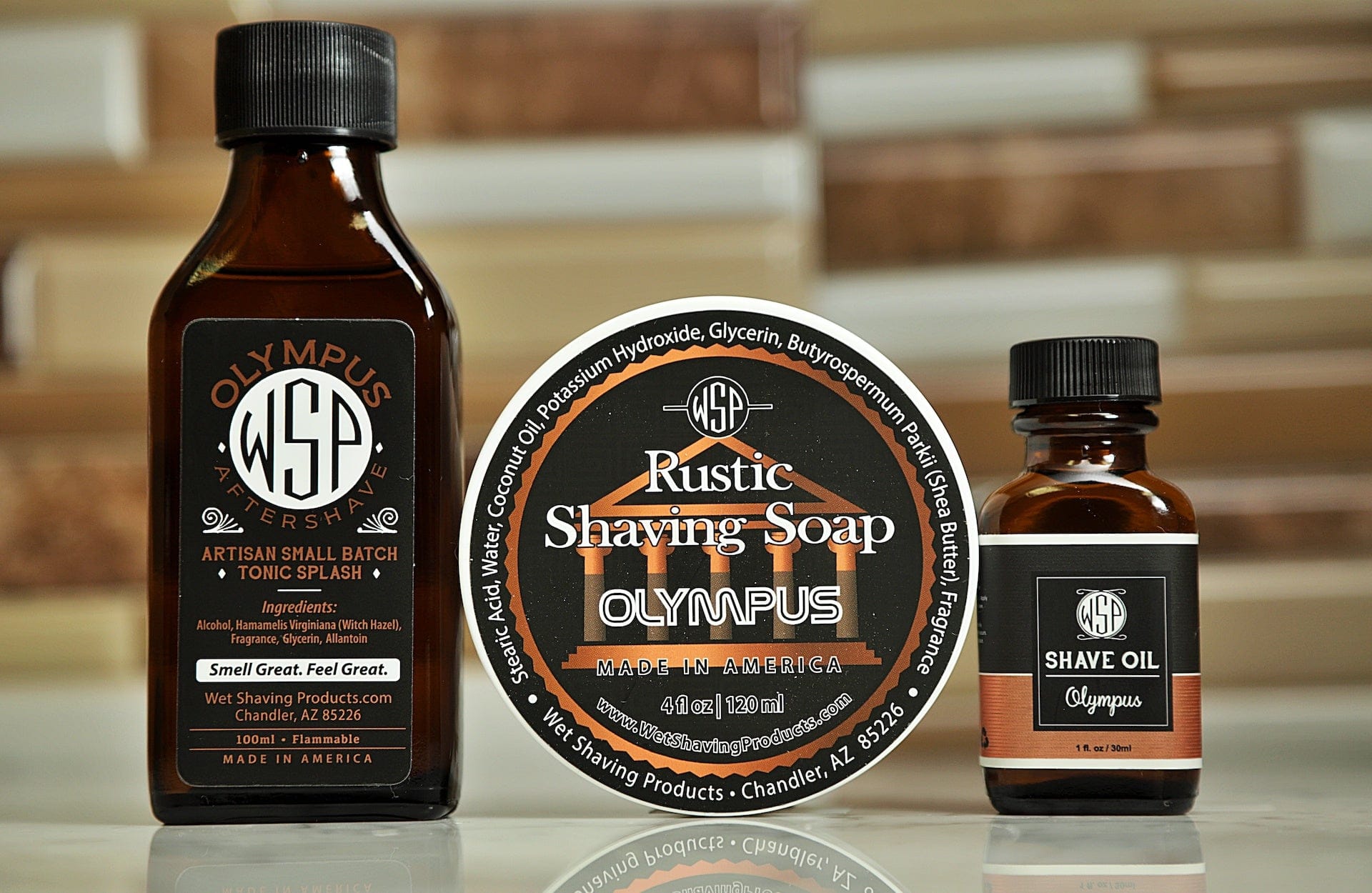 WSP Kit: Fragrance = Pre Shave, Soap, & Aftershave Rustic / Olympus