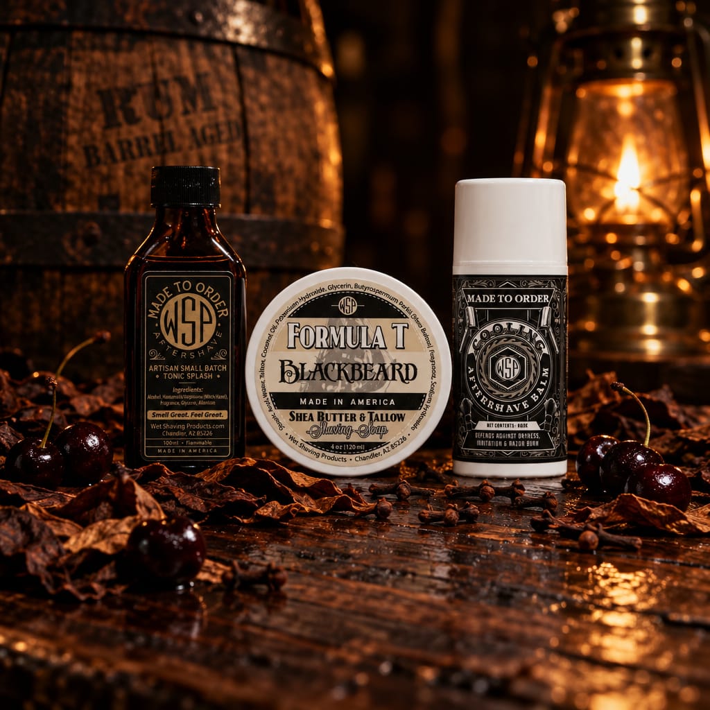 WSP Limited Edition – Blackbeard Formula T Shaving Soap Soap + Splash + Balm (The Daily Driver)