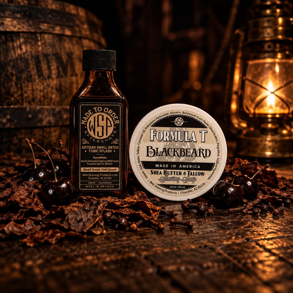 WSP Limited Edition – Blackbeard Formula T Shaving Soap Soap + Splash (The Classic Pair)