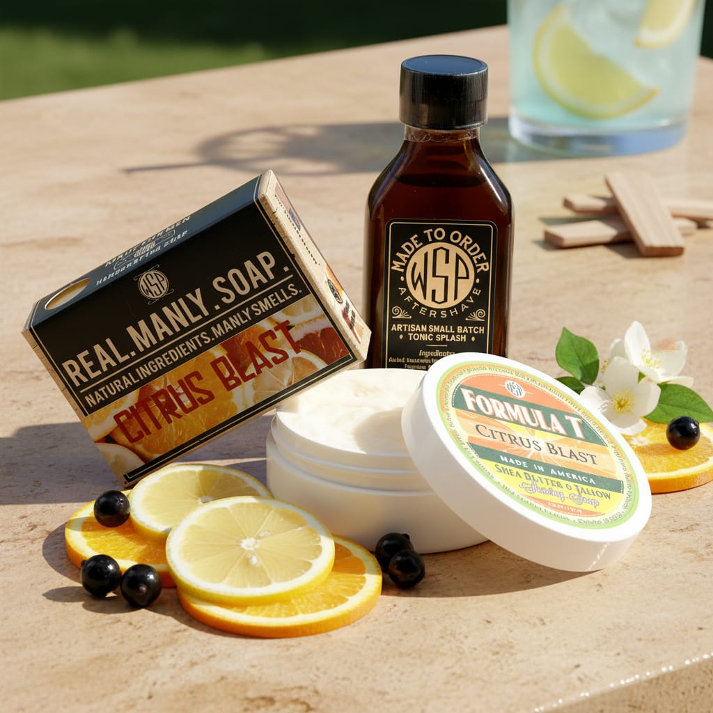 WSP Limited Edition (Citrus Blast) Formula T Shaving Soap 4 fl oz Made with Shea Butter & Tallow 100% Natural