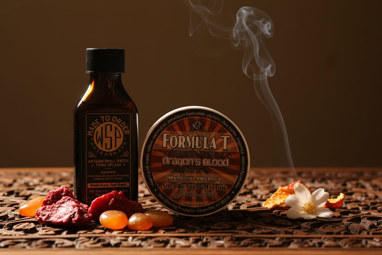 WSP Limited Edition – Dragon’s Blood Formula T Shaving Soap Soap + Splash (The Classic Pair)