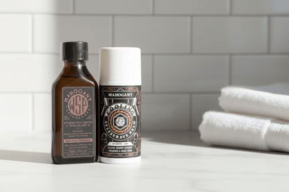 WSP Mahogany Aftershave Splash – Deep Wood & Spice Cologne Strength Antiseptic Tonic The Post-Shave Protocol (Splash + Balm)