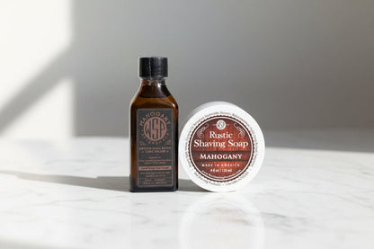 WSP Mahogany Rustic Shaving Soap – Vegan, Natural & Ultra-Slick Lather The Classic Pair (Soap + Splash)