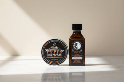 WSP Olympus Rustic Shaving Soap – Vegan, Natural & Ultra-Slick Lather The Classic Pair (Soap + Splash)