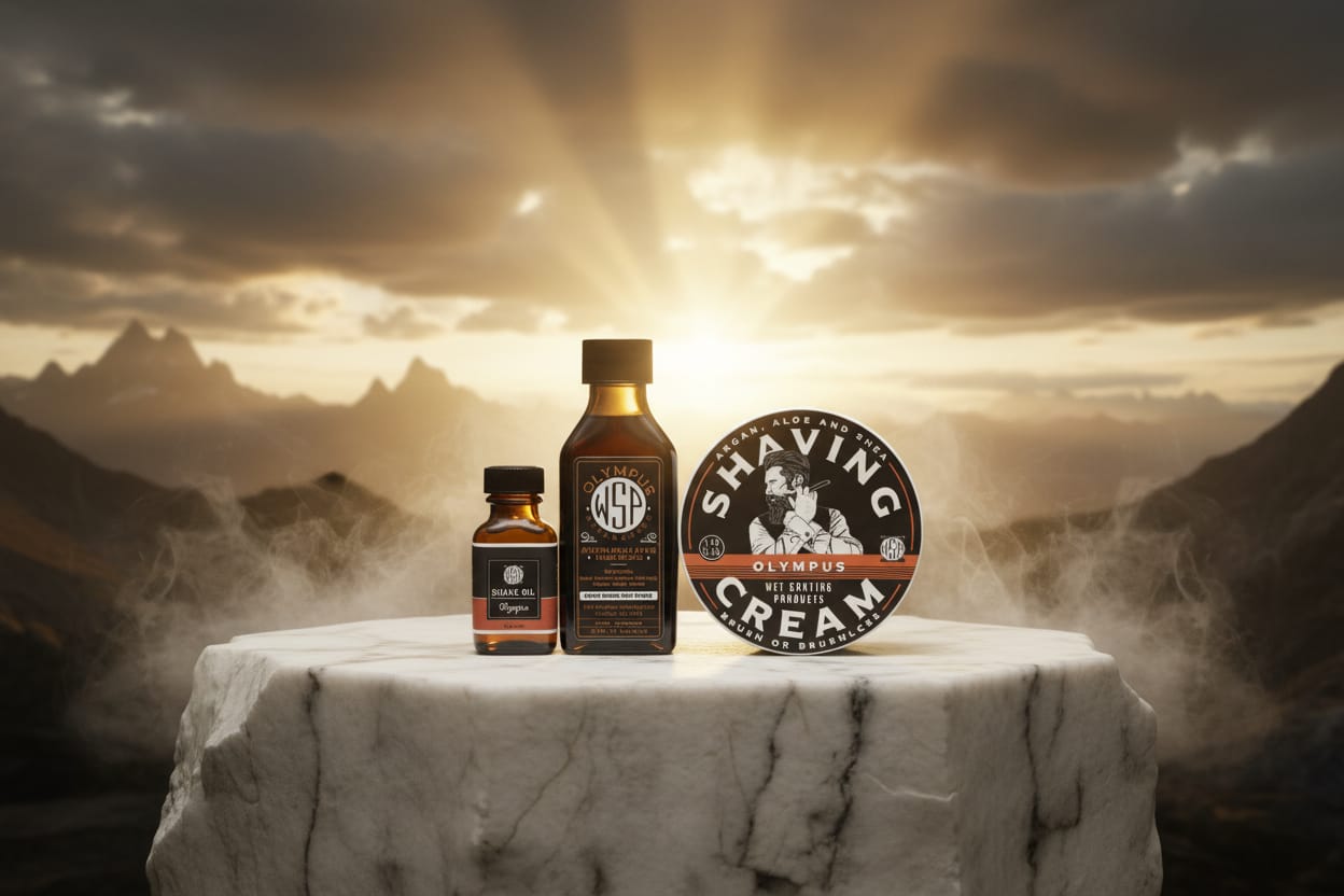 WSP Olympus Shaving Cream The Full Shave – Cream + Matching Pre-Shave Oil + Matching Splash