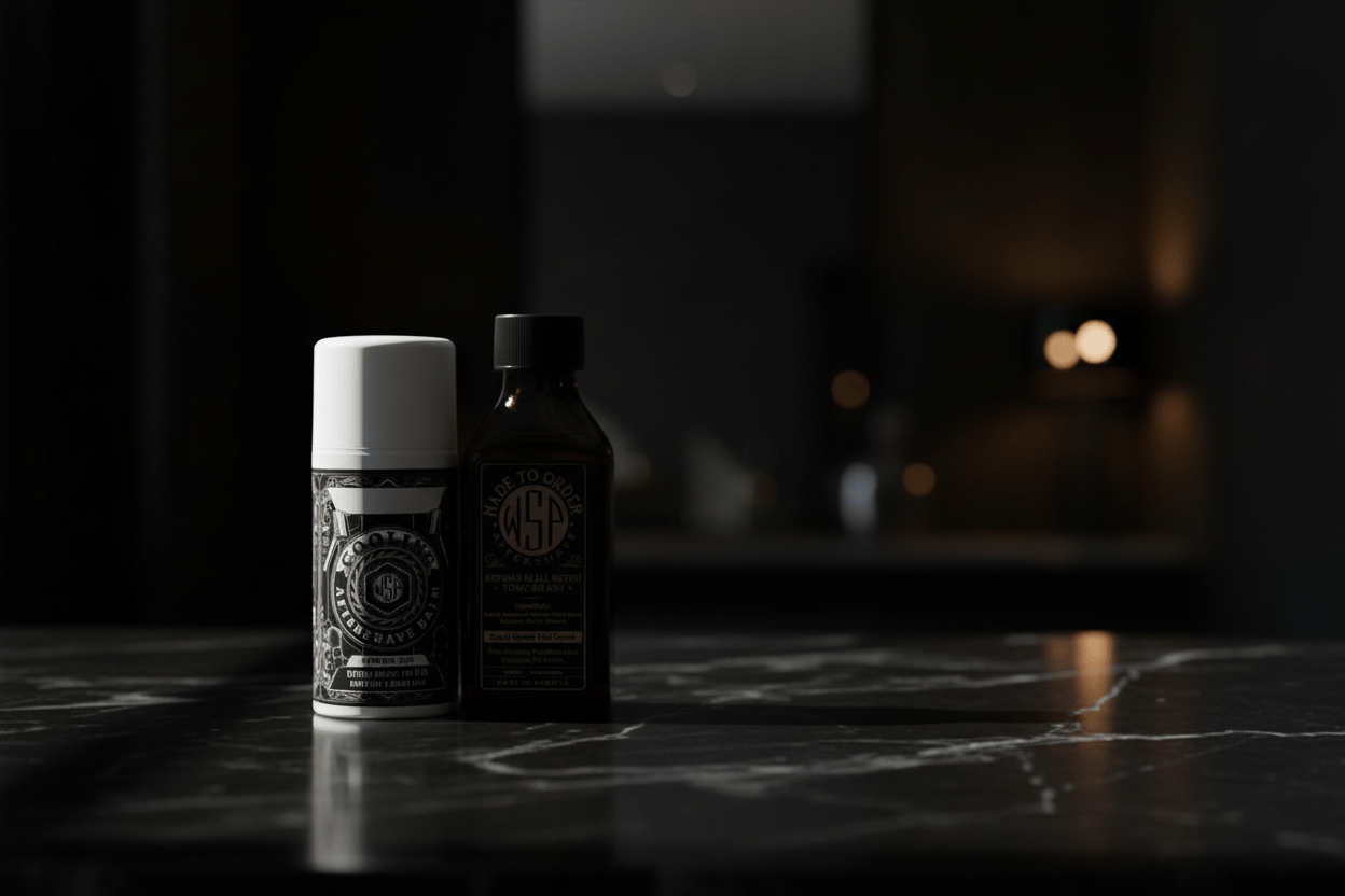 WSP Reserve Collection Aftershave Balm – Custom Scented to Order – Premium Cooling Formula Post Shave Protocol: Balm + Aftershave Splash (The "1-2 Punch") / Black Vetiver