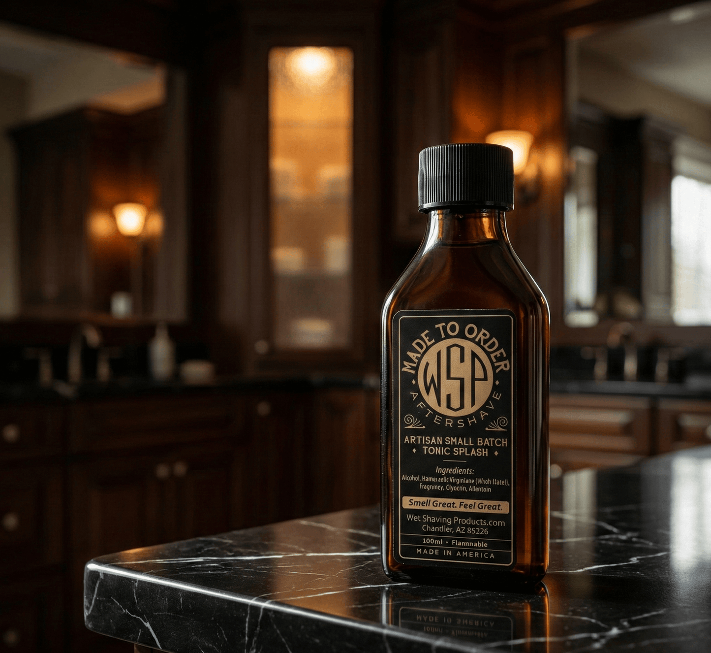 WSP Reserve Collection Aftershave Splash – Antiseptic Tonic & Healer – Made to Order Black Vetiver / Splash Only (100ml)