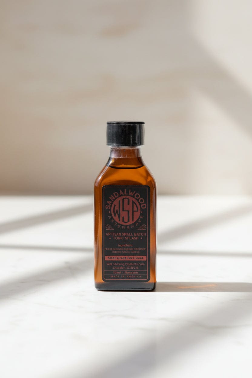 WSP Sandalwood Artisan Aftershave Splash - EdC Cologne Strength & Small Batch Skin Tonic 100ml - Standard Issue