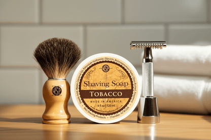 WSP The Ultimate Beginner's Wet Shaving Kit – Safety Razor, Black Badger Brush & Soap Set Tobacco