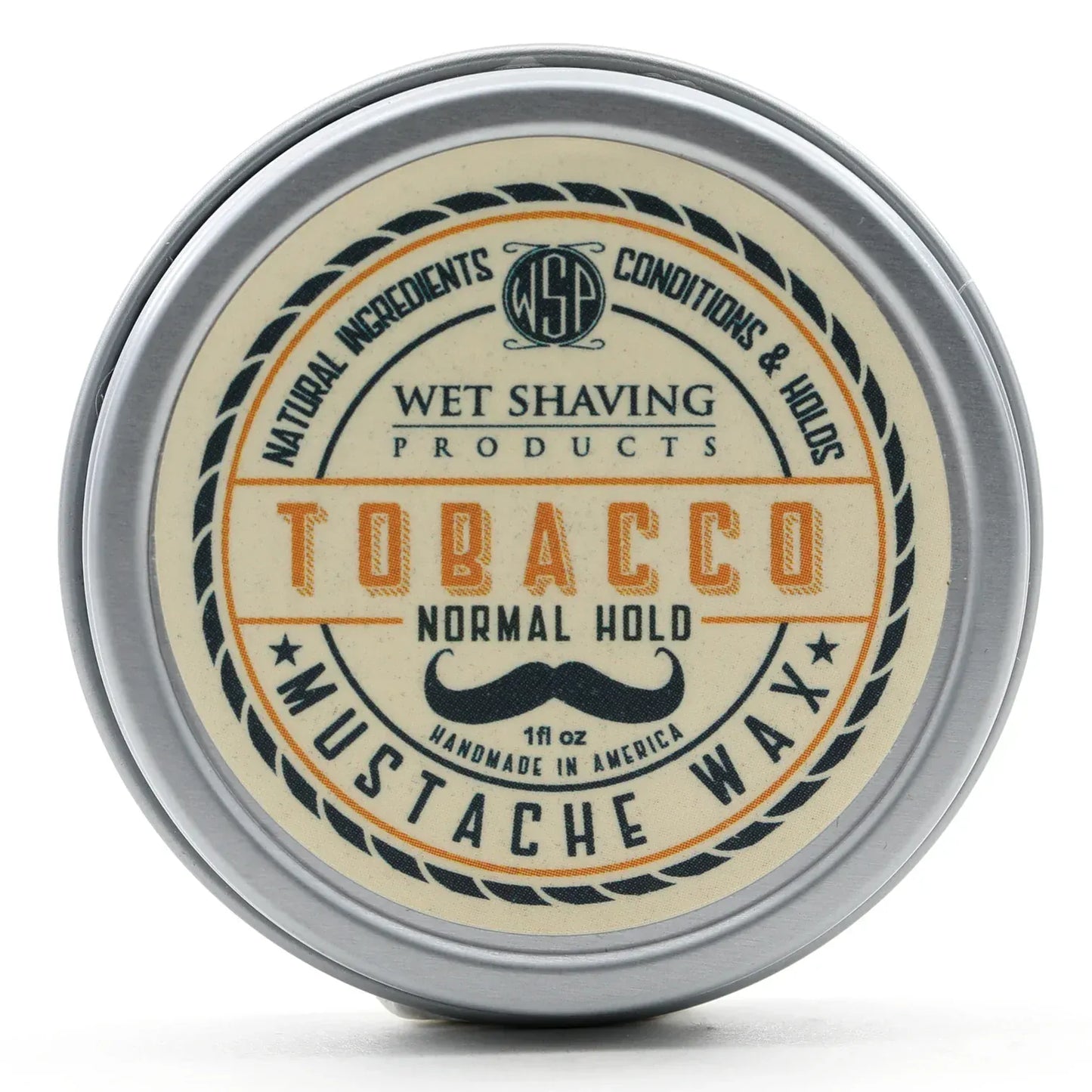 WSP Tobacco Artisan Mustache Wax – Regular or Strong Hold – All-Natural Beeswax Regular Hold (Natural Style)