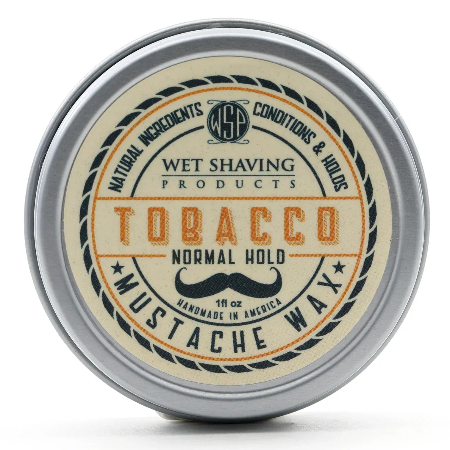 WSP Tobacco Artisan Mustache Wax – Regular or Strong Hold – All-Natural Beeswax Regular Hold (Natural Style)
