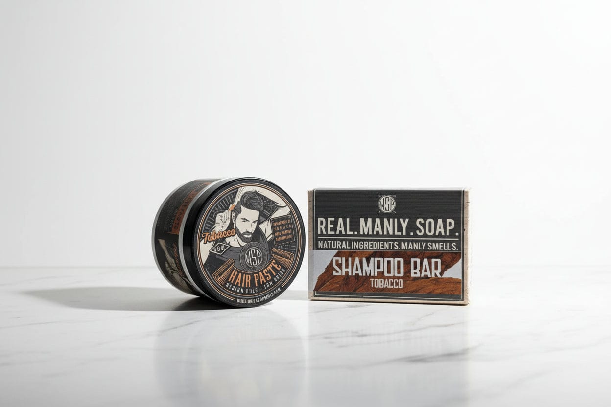 WSP Tobacco Hair Paste – Natural Hold & Low Shine – Fresh Green Scent The Wash & Style (Paste + Shampoo Bar)