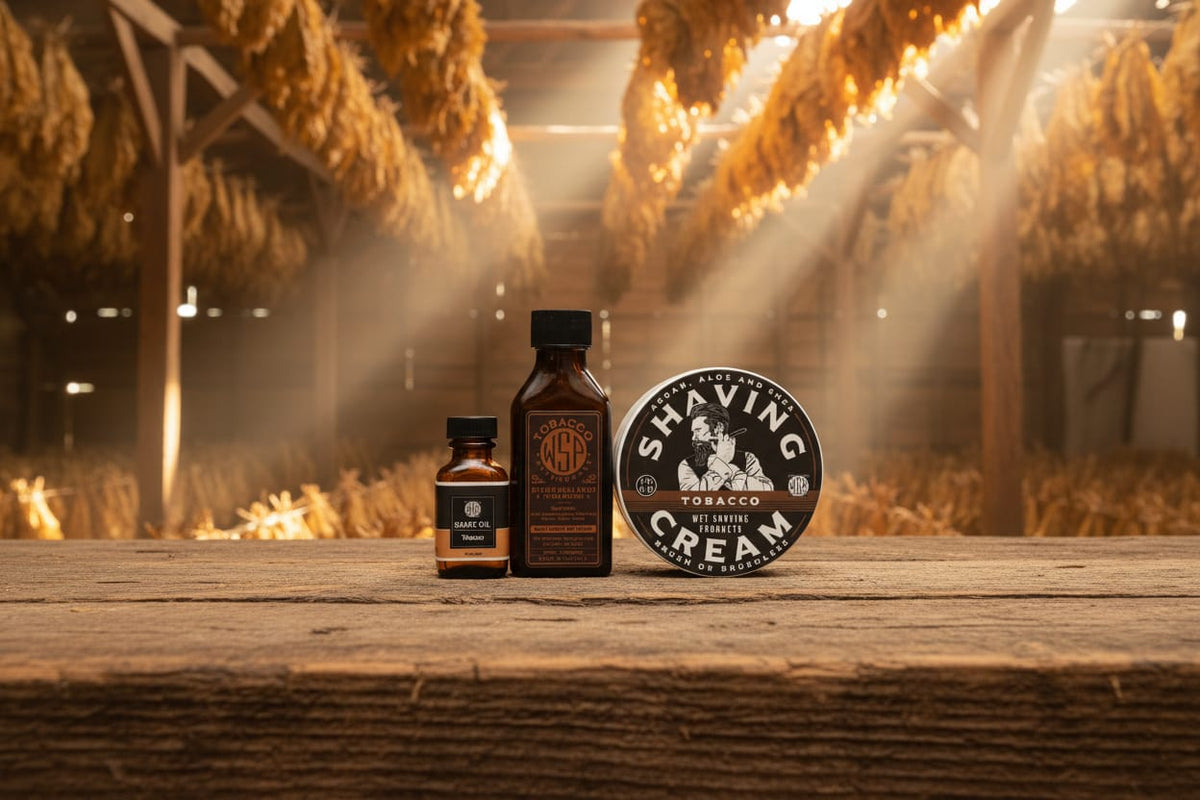 WSP Tobacco Shaving Cream The Full Shave – Cream + Matching Pre-Shave Oil + Matching Splash