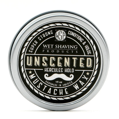 WSP Unscented Artisan Mustache Wax – Regular or Strong Hold – All-Natural Beeswax