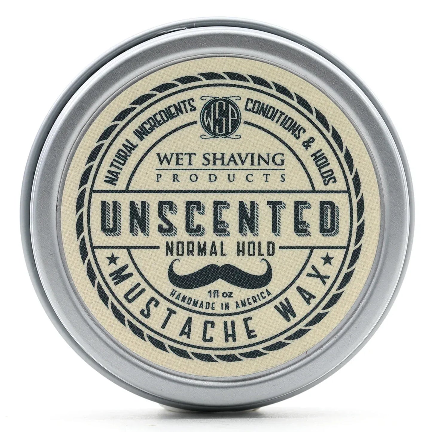 WSP Unscented Artisan Mustache Wax – Regular or Strong Hold – All-Natural Beeswax
