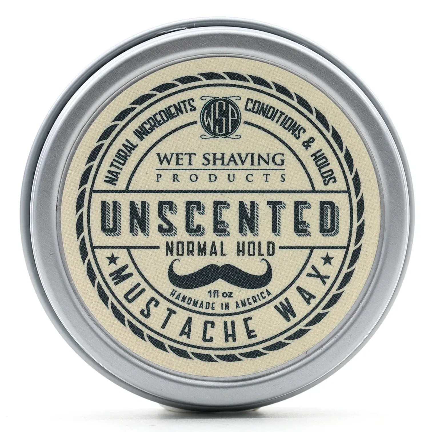WSP Unscented Artisan Mustache Wax – Regular or Strong Hold – All-Natural Beeswax