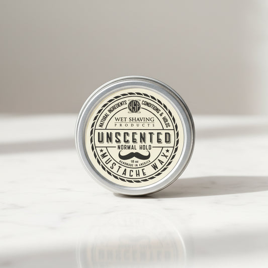 WSP Unscented Artisan Mustache Wax – Regular or Strong Hold – All-Natural Beeswax