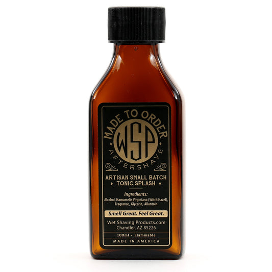 small brown bottle of aftershave tonic