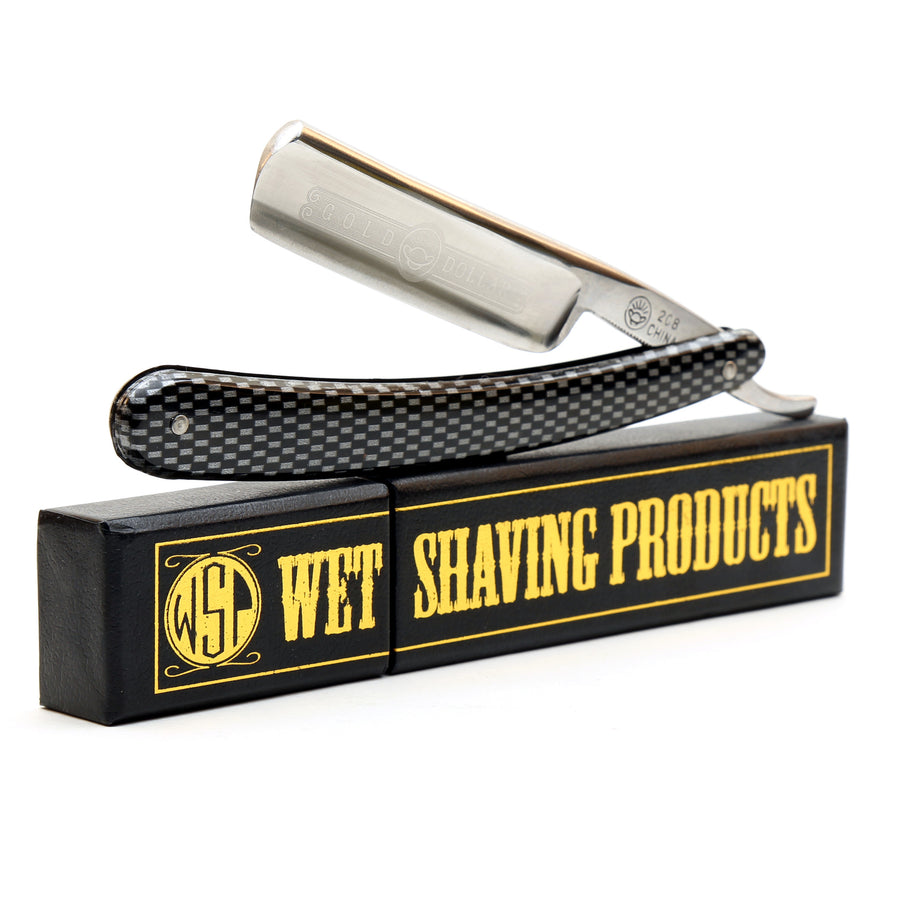'-Shave Ready- Starter Straight Razor & Box Gold Dollar 208 Carbon Steel