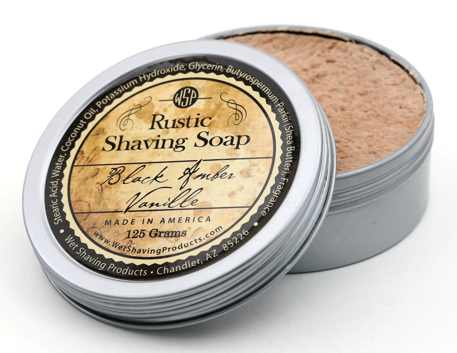 Rustic Shaving Soap Vegan & All Natural 4.4 oz; 125 g (Black Amber Vanille)