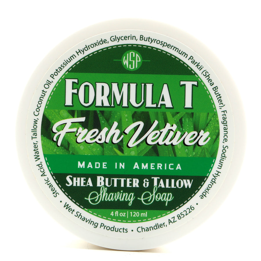 Limited Edition - Fresh Vetiver - Formula T Shaving Soap Made with Shea Butter & Tallow - 4 oz