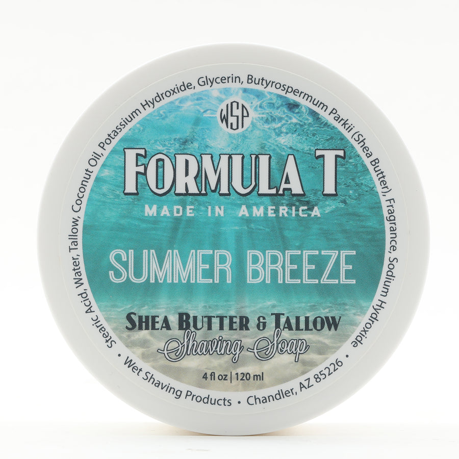 Limited Edition (Summer Breeze) Formula T Shaving Soap 4 fl oz Made with Shea Butter & Tallow 100% Natural