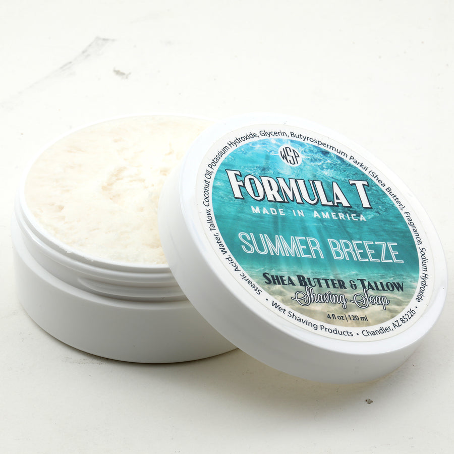 Limited Edition (Summer Breeze) Formula T Shaving Soap 4 fl oz Made with Shea Butter & Tallow 100% Natural