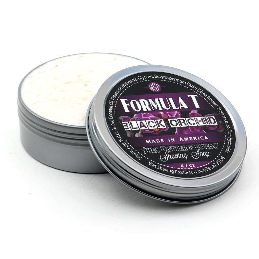 Limited Edition - Black Orchid - Formula T Shaving Soap 4 fl oz Made with Shea Butter & Tallow