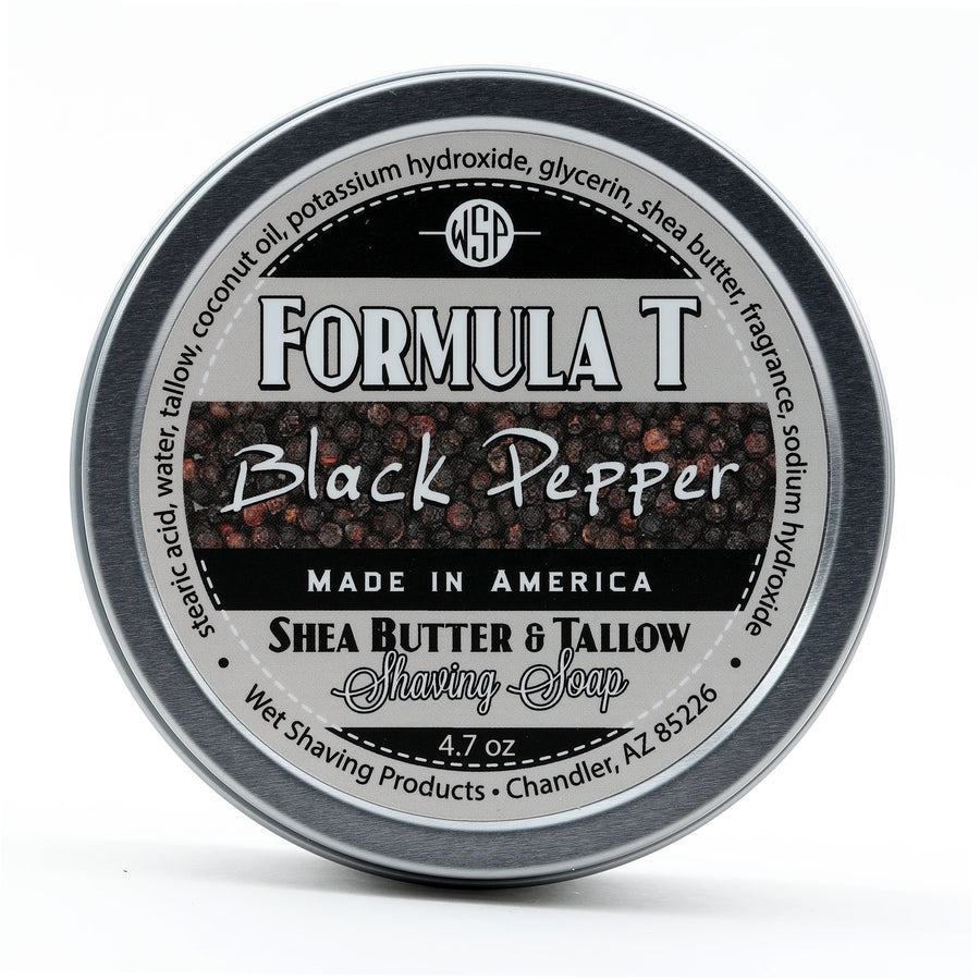 Limited Edition (Black Pepper) Formula T Shaving Soap 4 fl oz Made with Shea Butter & Tallow 100% Natural
