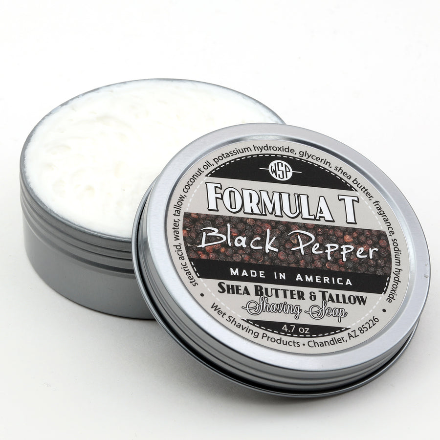 Limited Edition (Black Pepper) Formula T Shaving Soap 4 fl oz Made with Shea Butter & Tallow 100% Natural