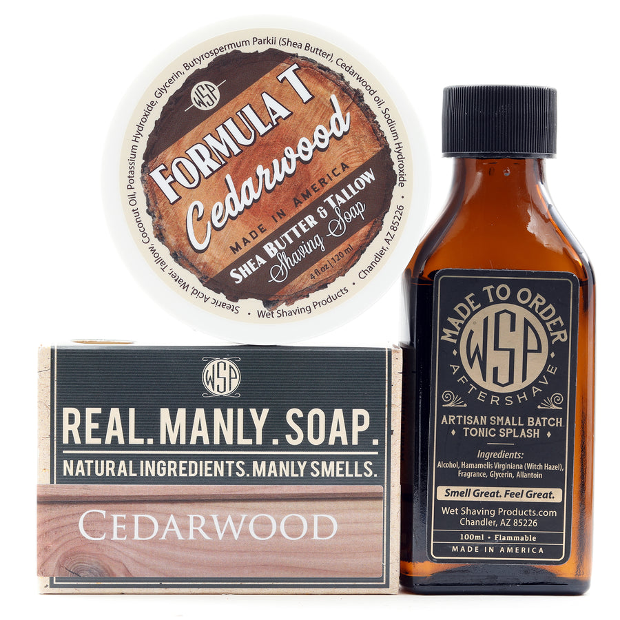 Limited Edition - Cedarwood - Formula T Fragrance Set (Bar Soap, Shave Soap, & Aftershave)