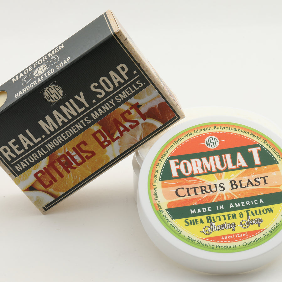 Limited Edition - Citrus Blast - Formula T Fragrance Set (Bar Soap, Shave Soap, & Aftershave)