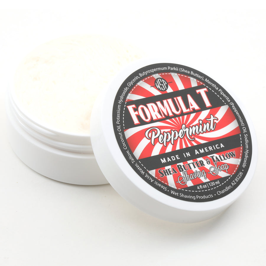 Limited Edition (Peppermint) Formula T Shaving Soap 4 fl oz Made with Shea Butter & Tallow 100% Natural