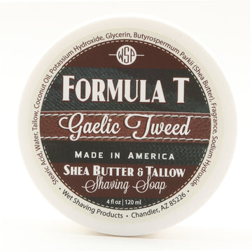 Formula T Shaving Soap - Shea Butter & Tallow - 4 Fl oz in Jar - Gaelic Tweed