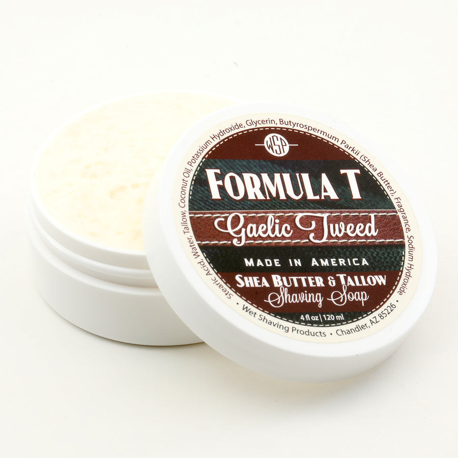 Formula T Shaving Soap - Shea Butter & Tallow - 4 Fl oz in Jar - Gaelic Tweed