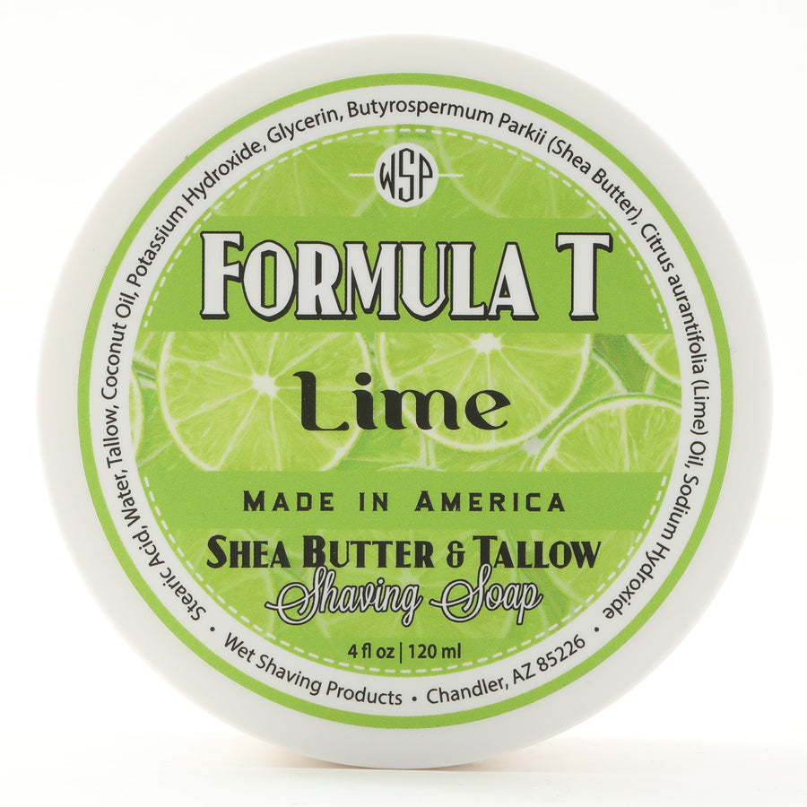 Limited Edition - Lime - Formula T Shaving Soap 4 oz Made with Shea Butter & Tallow 100% Natural
