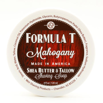 Formula T Shaving Soap - Shea Butter & Tallow - 4 Fl oz in Jar - Mahogany