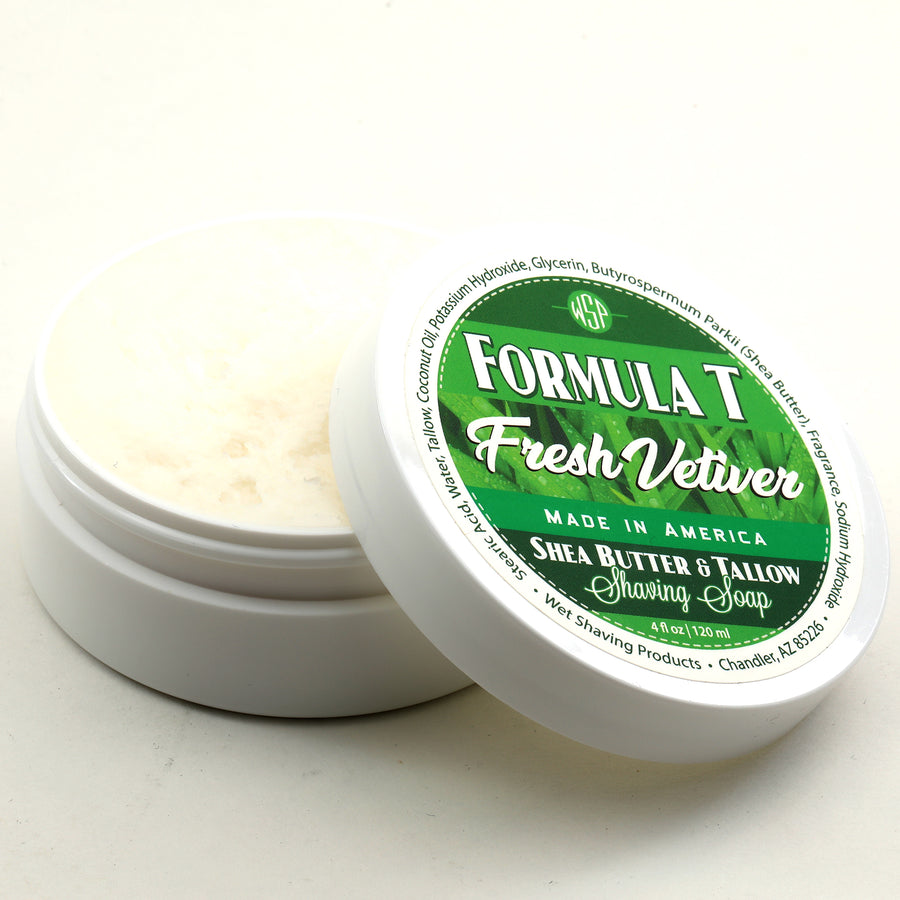 Limited Edition - Fresh Vetiver - Formula T Shaving Soap Made with Shea Butter & Tallow - 4 oz