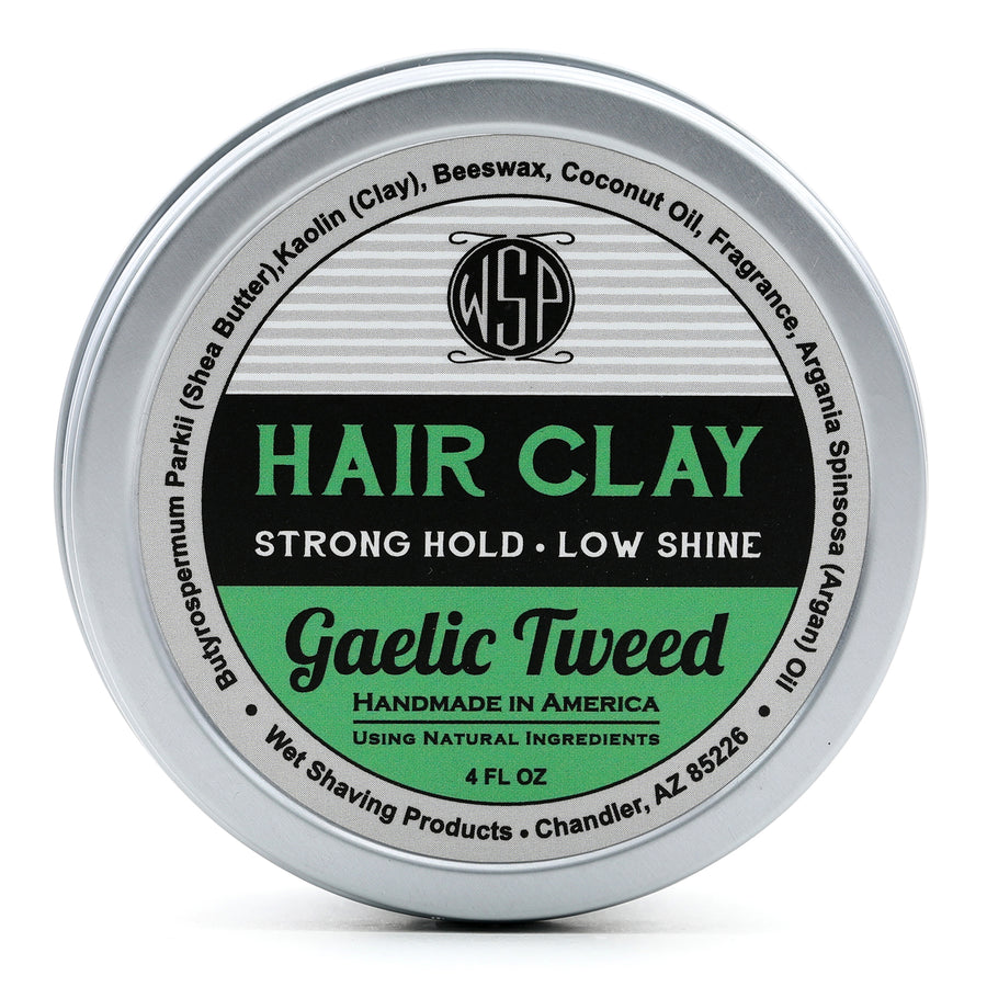Hair Clay (Gaelic Tweed) 4 oz Natural Wax Based Pomade Natural & Vegetarian