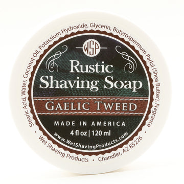 Rustic Shaving Soap Vegan & All Natural 4 Fl oz in Jar (Gaelic Tweed)
