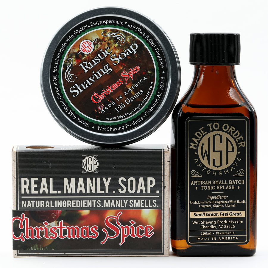 Limited Edition - Christmas Spice - Rustic Fragrance Set (Bar Soap, Soap, & Aftershave)