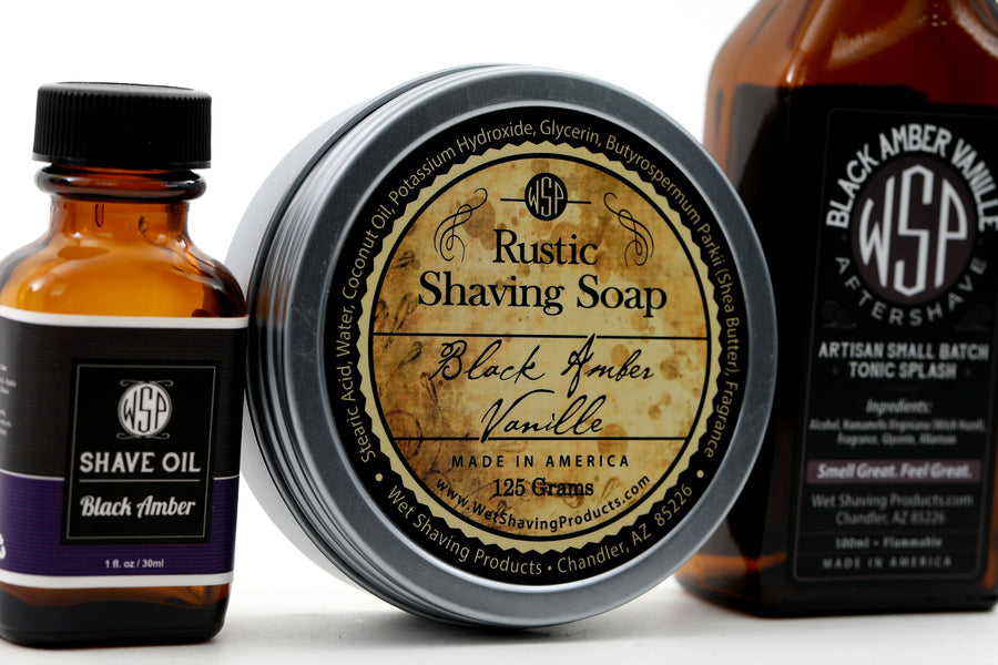 Rustic Fragrance Set (Pre Shave, Soap, & Aftershave) (Black Amber Vanille)