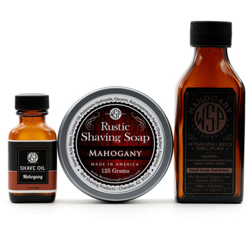 Rustic Fragrance Set (Pre Shave, Soap, & Aftershave) (Mahogany)