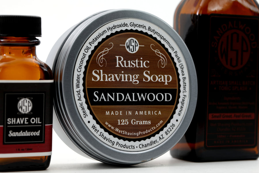 Rustic Fragrance Set (Pre Shave, Soap, & Aftershave) (Sandalwood)