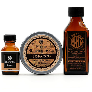 Rustic Fragrance Set (Pre Shave, Soap, & Aftershave) (Tobacco)