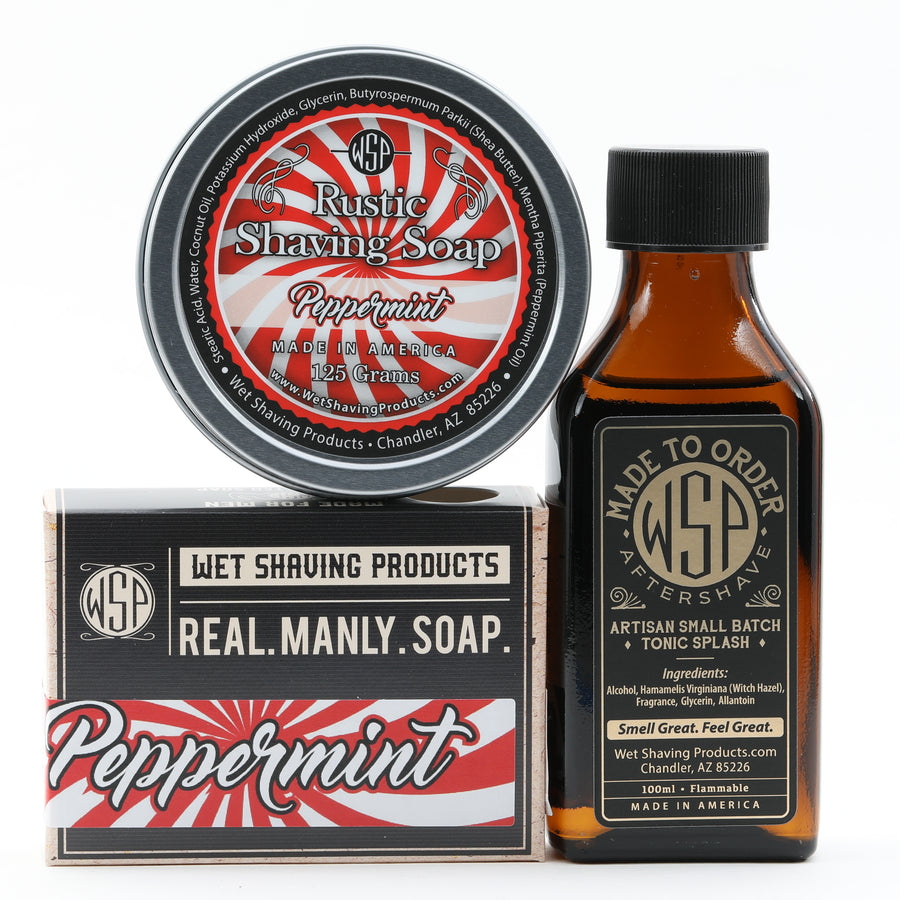 Limited Edition - Peppermint - Rustic Fragrance Set (Bar Soap, Rustic Shave Soap, & Aftershave)