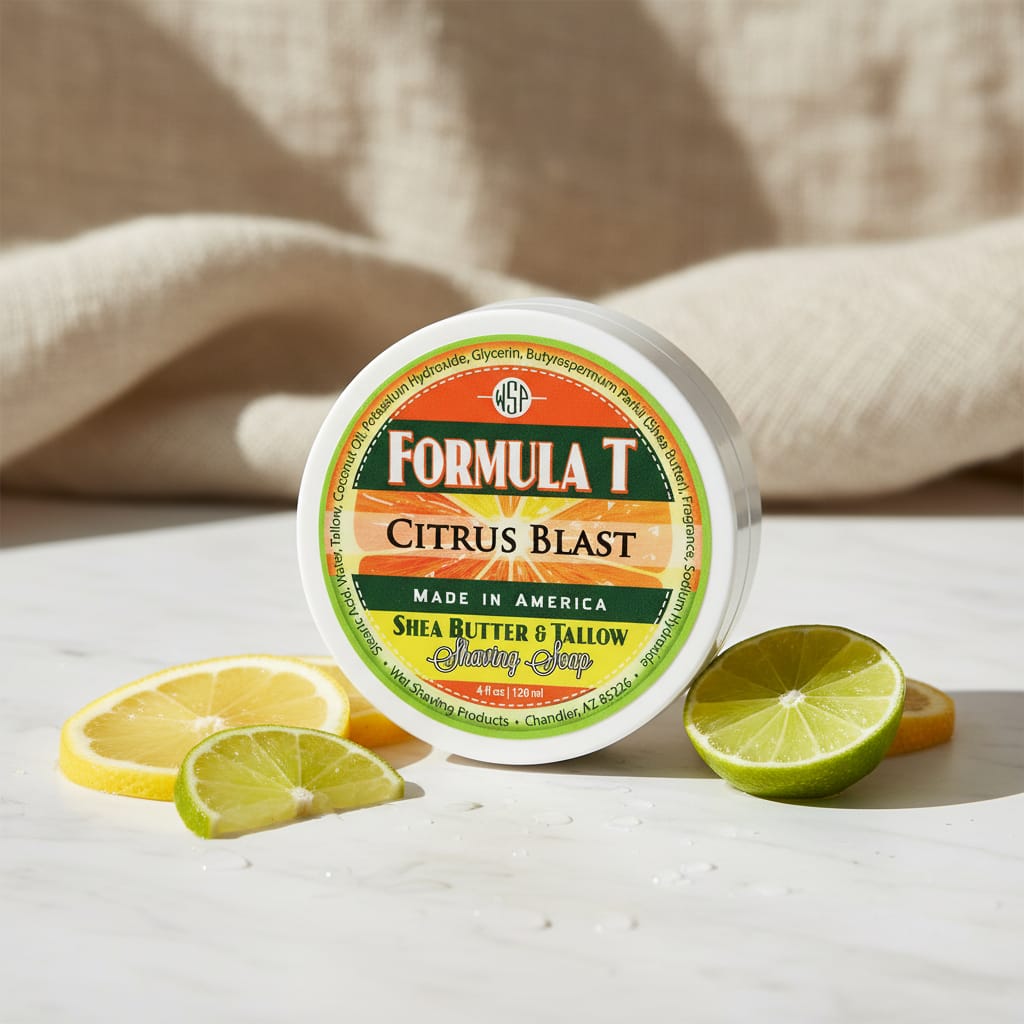 WSP Limited Edition (Citrus Blast) Formula T Shaving Soap 4 fl oz Made with Shea Butter & Tallow 100% Natural