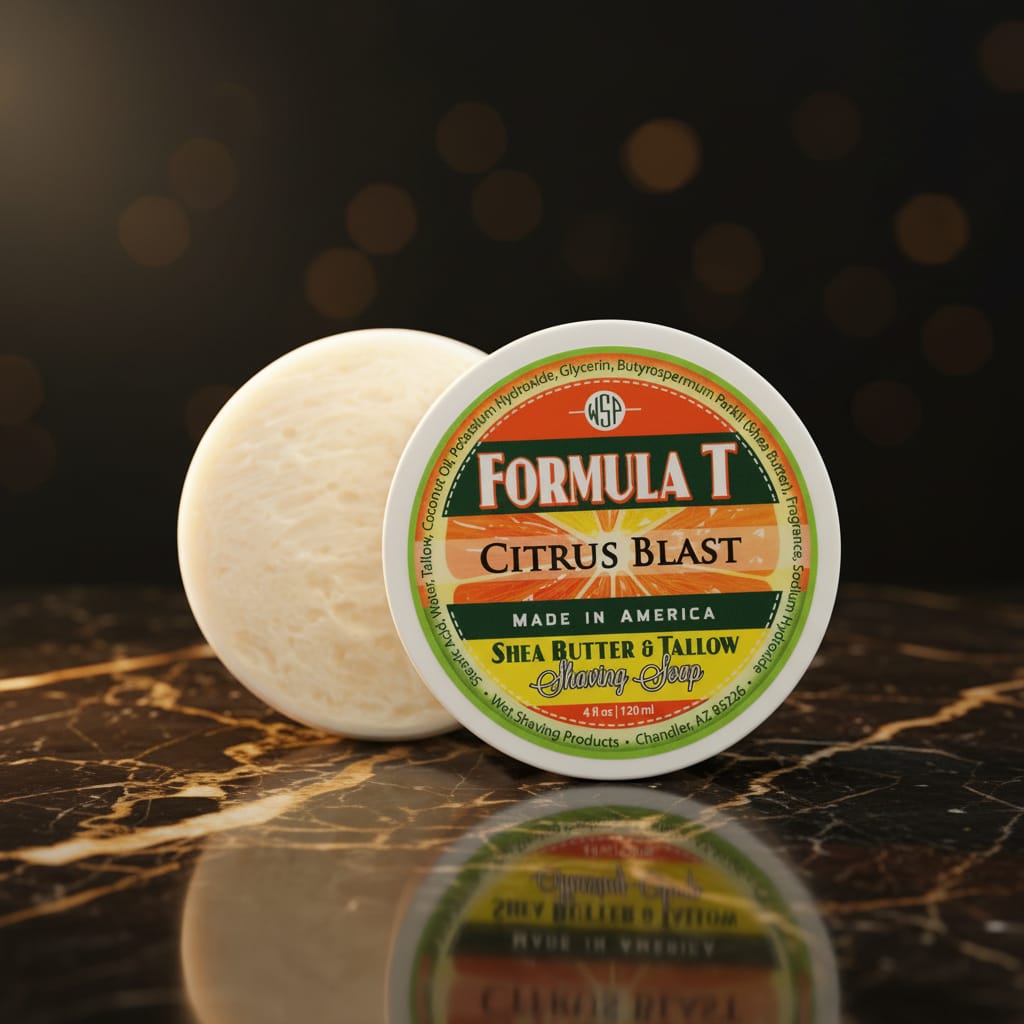 WSP Limited Edition (Citrus Blast) Formula T Shaving Soap 4 fl oz Made with Shea Butter & Tallow 100% Natural